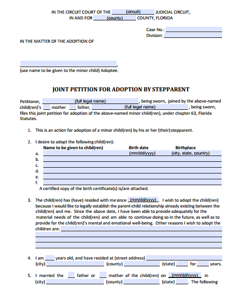 Stepparent Adoption Forms