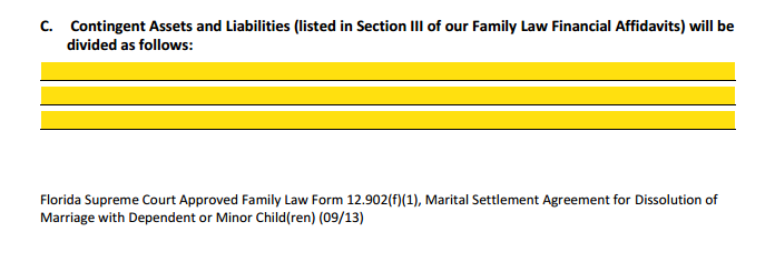 MSA Section 1 Part C Contingent Assets & Liabilities