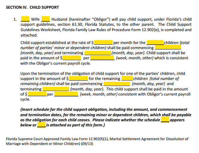 MSA Section 4 Child Support