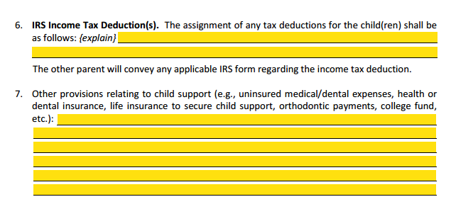 MSA Section 4 Child Support IRS Income Tax Deduction