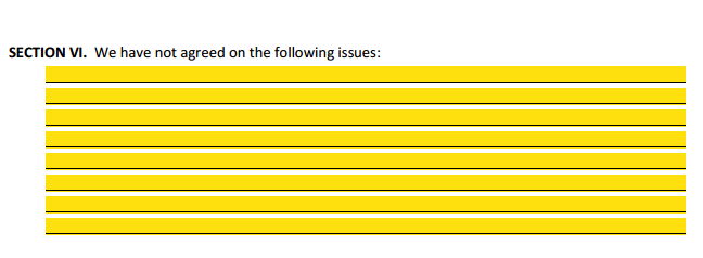 MSA Section 5 Issues Not Agreed