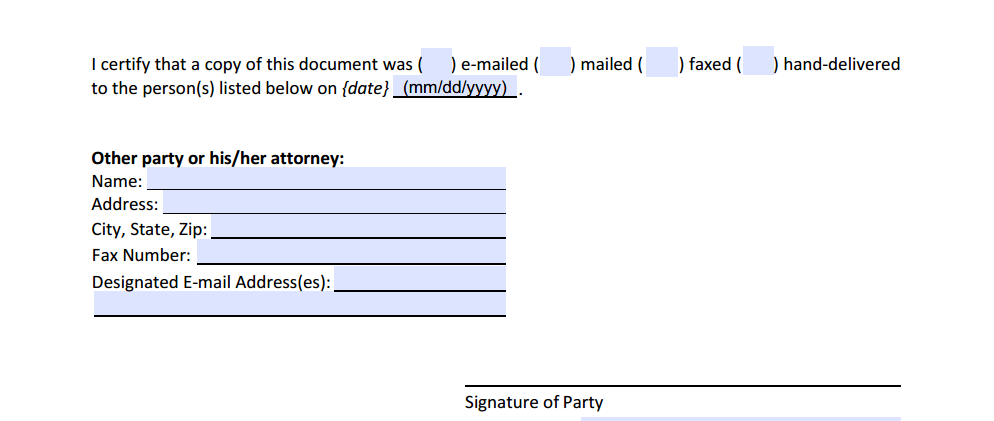 Form 12.923 Notice of Hearing for Adoptions - Certificate of Service