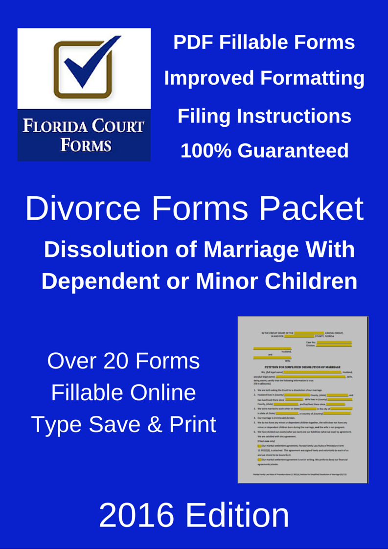 PDF Fillable Forms Packet for Dissolution of Marriage With Property But No Dependent or Minor Children (DFP901B2)