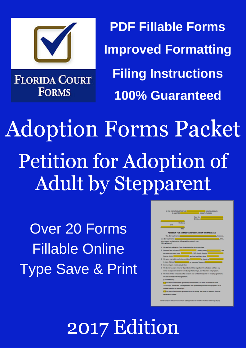 PDF Fillable Adult Adoption by Stepparent Forms Packet(FP981C1)