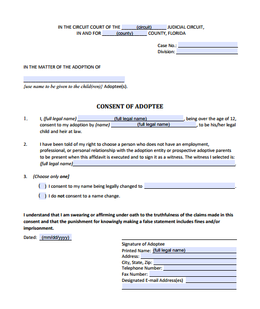 Consent by Adoptee, Form 12.981(a)(2)