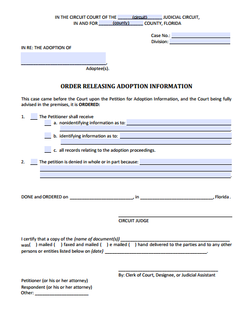 Order Releasing Adoption Information, Form 12.981(d)(2)