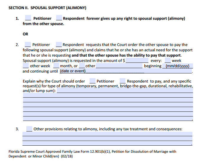 DOM Section 2 Spousal Support (Alimony)