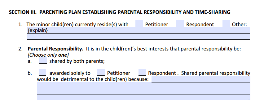 DOM Section 3 Parenting Plan