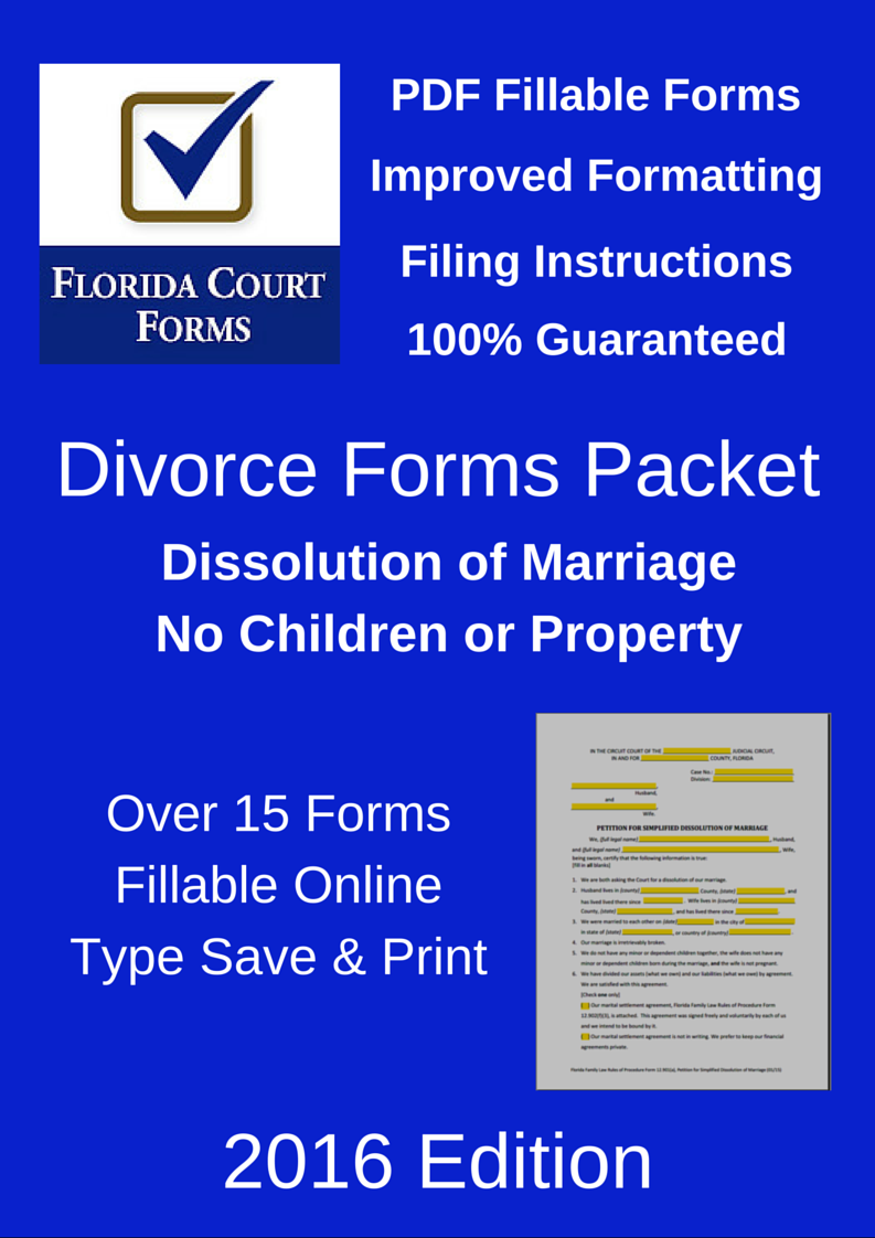PDF Fillable Forms Packet Dissolution of Marriage With No Children or Property