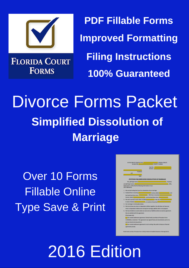 PDF Fillable Forms Packet Simplified Dissolution of Marriage